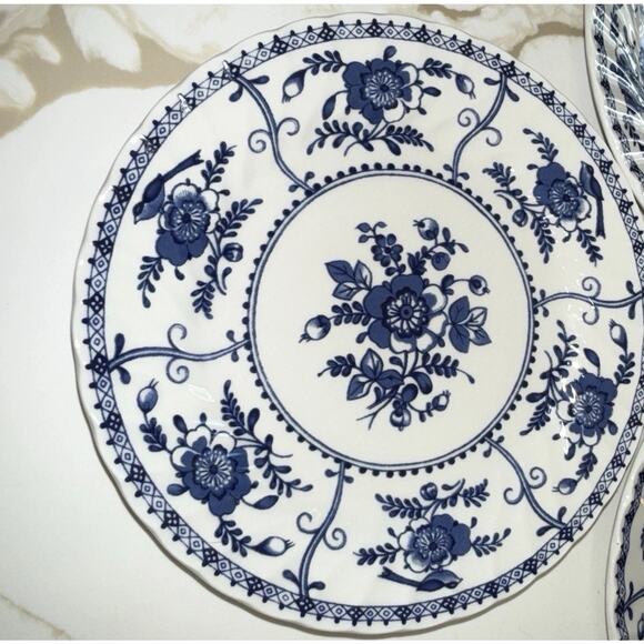 3 Johnson Brothers Bros Indies Blue Bread Dessert Plates England 6.25” Vintage - Picture 4 of 6